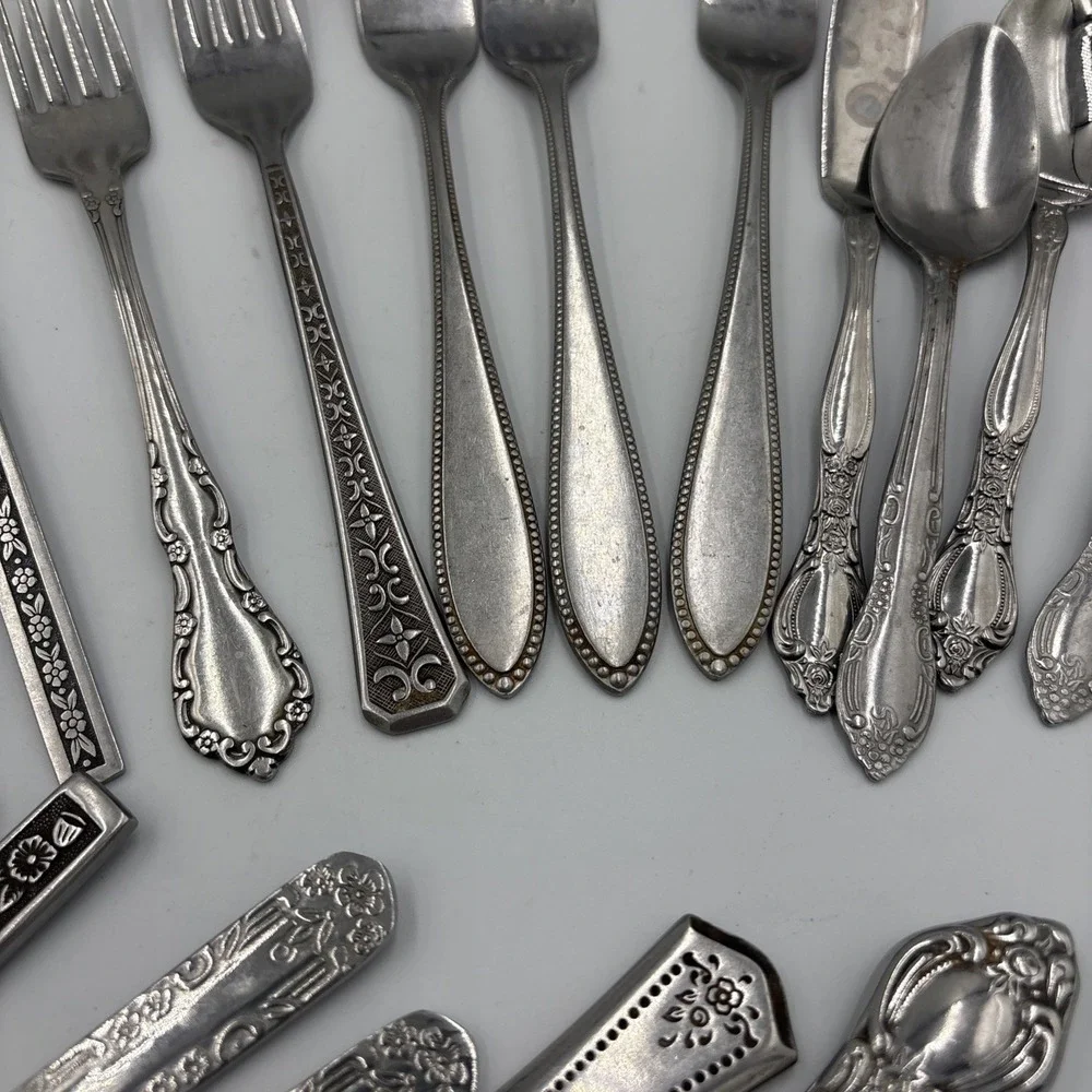 Vintage Stainless Steel Forks,spoons,knifes  Mixed Lot Of 24 Various Patterns